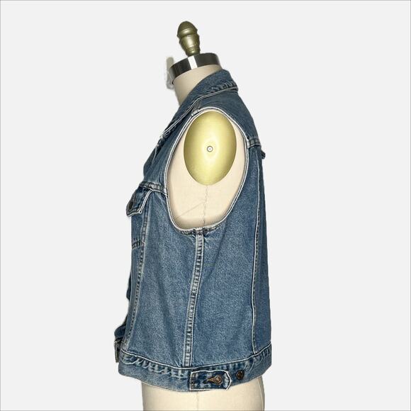 Vintage 90s Y2K Levi's Denim Blue Jean Vest Stonewashed Relaxed Fit Large Unisex - Picture 7 of 12